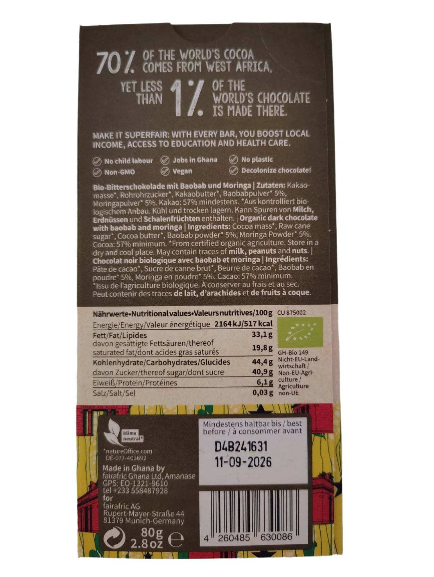 57% DARK CHOCOLATE WITH BAOBAB & MORINGA