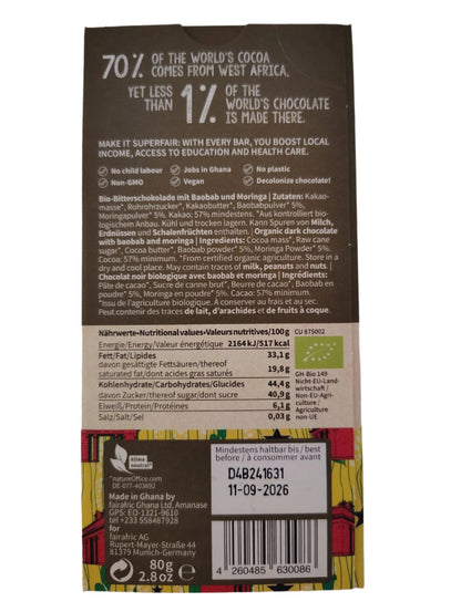 57% DARK CHOCOLATE WITH BAOBAB & MORINGA